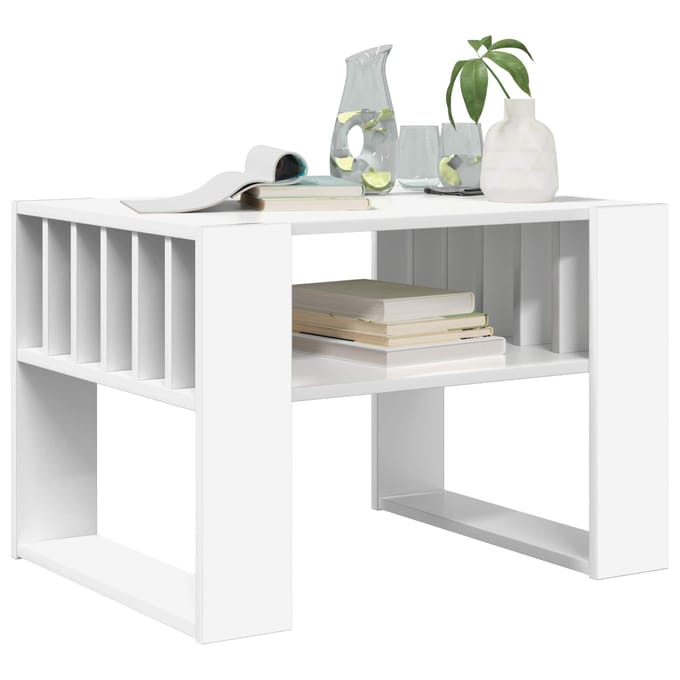vidaXL - Salontafel - Wit - 66 - x - 49,5 - x - 45 - cm - Bewerkt - hout