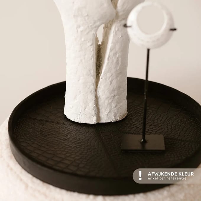 Chamada Merel leren dienblad rond croco M beige