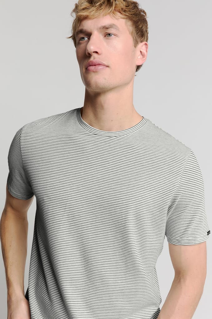 No Excess T-shirt Crewneck Stripes Offwhite Größe: L | Basic T-Shirts Outlet | Herren | Weiß