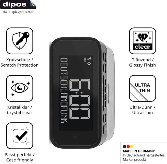 dipos – 2x Beschermfolie geschikt voor TechniSat Digitradio 52 BT | Krasbestendige & heldere Screenprotector Ultra-Thin