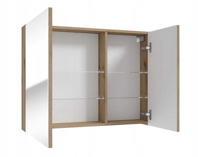Deftrans Rietti - Badkamerspiegelkast - 80 cm - Dąb Evoke - Glazen Planken