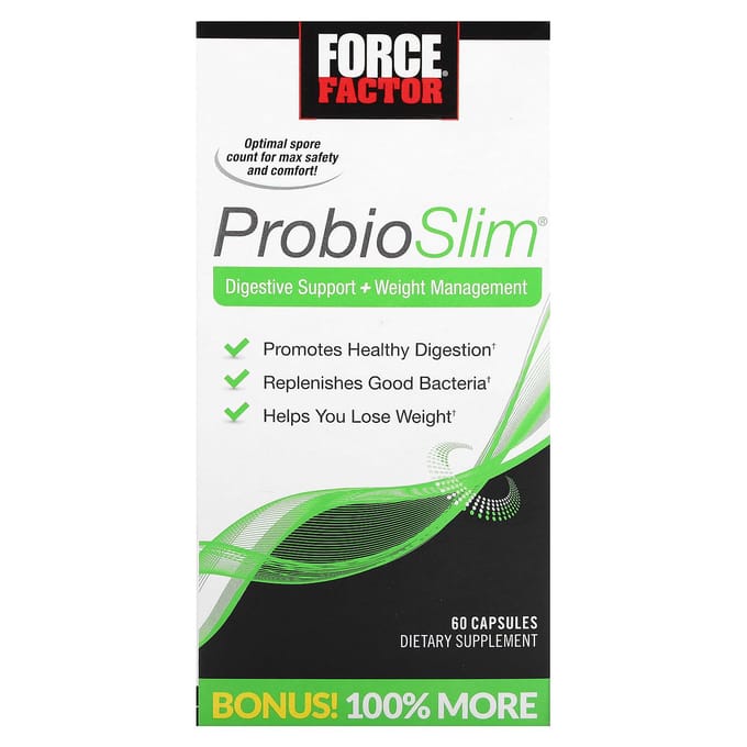 Force Factor, ProbioSlim, Soutien digestif et gestion du poids, 60 capsules