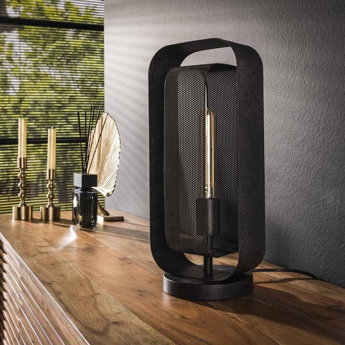 Tafellamp Mesh Rotate 1-Lichts Zwart - Giga Meubel