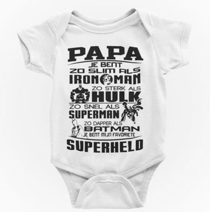 Passie voor Stickers Baby rompertje: Papa superheld  86/92