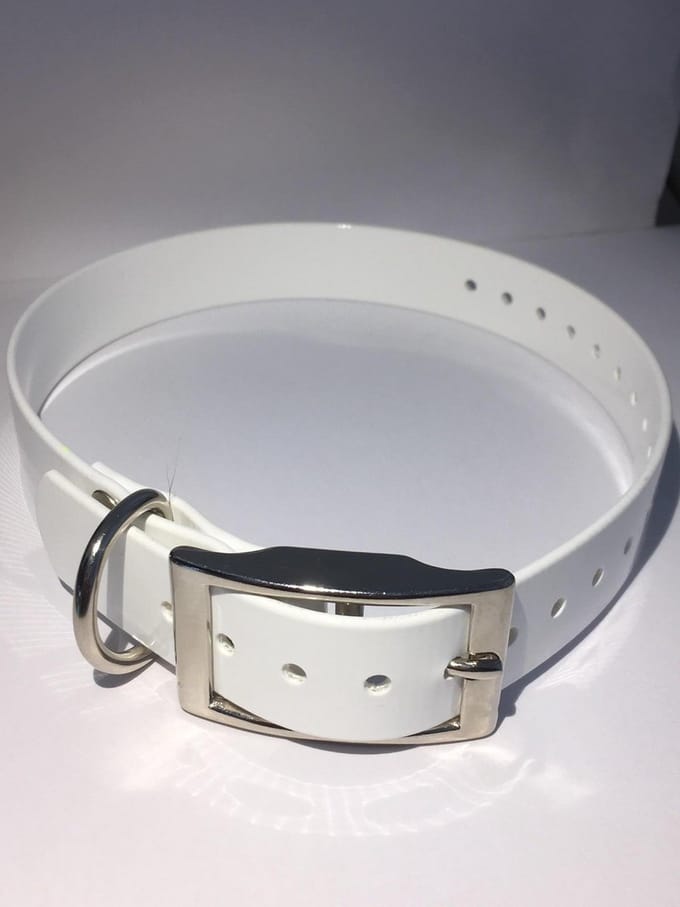 Halsband BioThane GOLD - WIT - 450mmX19mm - dubbele gesp