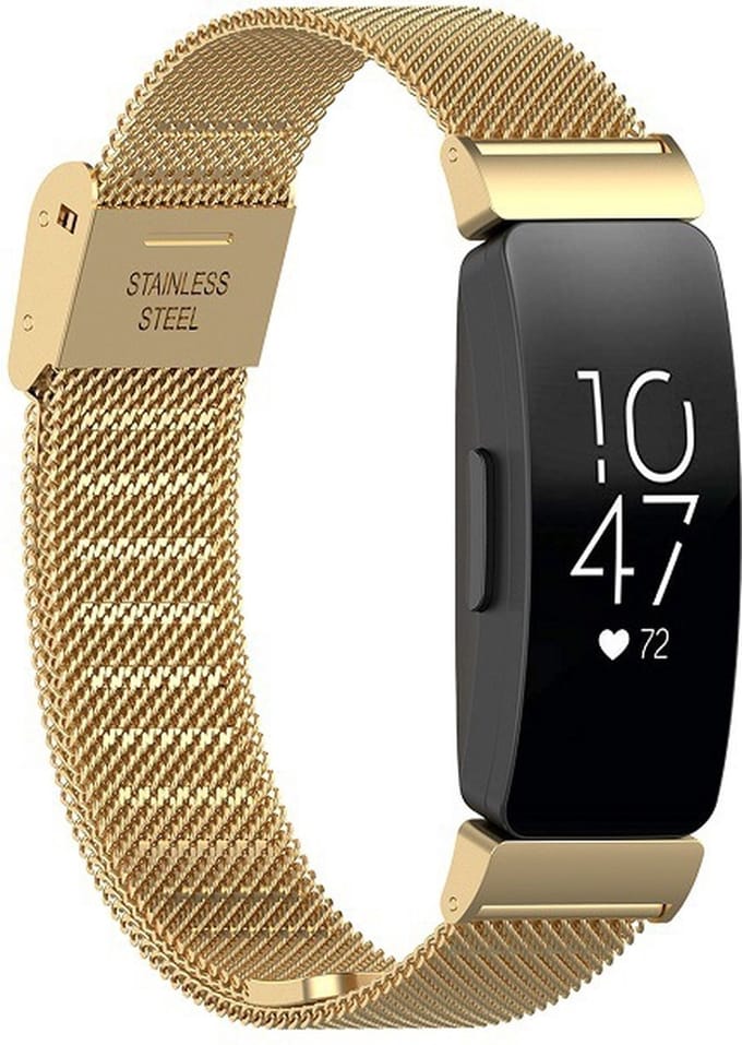 By Qubix - Compatible Fitbit bandje - Geschikt voor fitbit Inspire 3 - Milanese band met klemsluiting - Goud