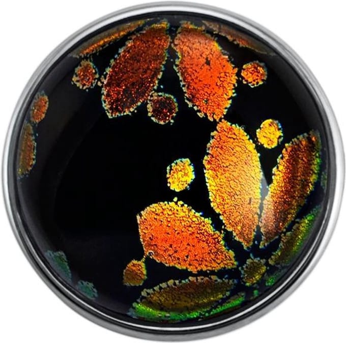 Quiges - Dames Click Button Drukknoop 18mm Metallic Bloem Multi - EBCM189