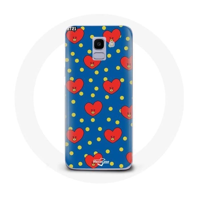 Coque pour Samsung Galaxy A8 2018 BTS Bangtan Garçons BT21 TATA de V Fond Bleu
