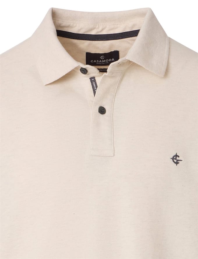creme polo normale fit Casa Moda korte mouw 2-knoops