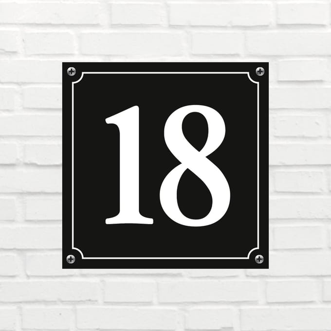 Huisnummerbord Mat zwart Deluxe - Nummer 18 - incl. bevestiging