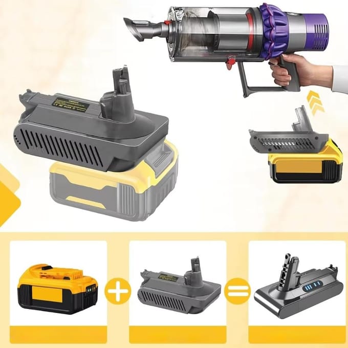Rosfix Adapter Vervanging Batterij - Dewalt 18V/20V/60V >4Ah - ABS Converter - Geschikt voor Dyson