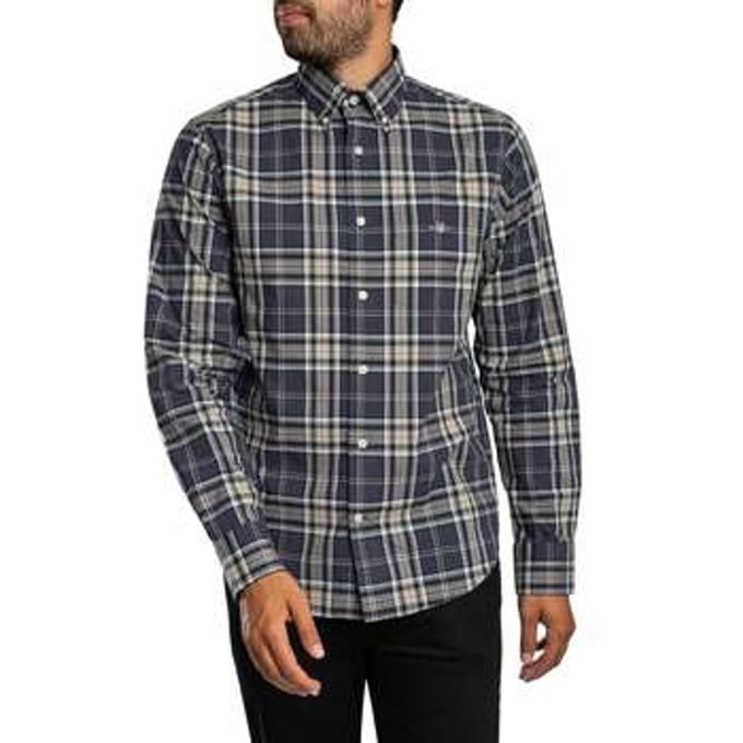 Overhemd Lange Mouw Gant Normale poplin ruit overhemd