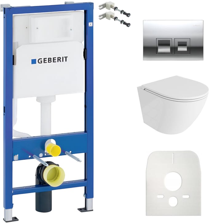 LAVITA complete toiletset Sofi One randloos chroom, rechthoekig