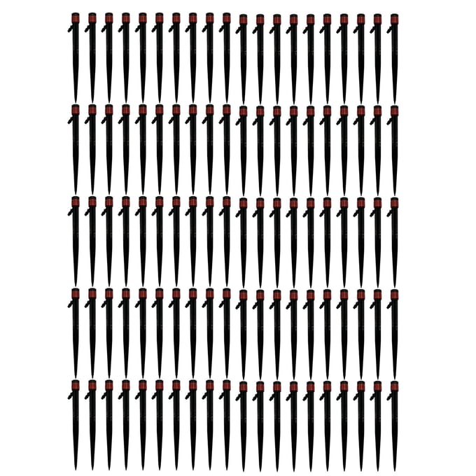 100 stuks Druppelaars 360 Graden Verstelbare Waterstroom Druppelsprayers voor Terras Gazon Bloembedden Besproeiing rood