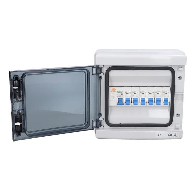 Boîte de Distribution Étanche 6 Voies 6 Disjoncteurs Différentiels Boîtier de Jonction 230V pour Intérieur Extérieur