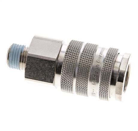 Vernikkeld Messing DN 10 Luchtkoppeling Snelkoppeling R 1/4 inch Buitendraad Double Shut-Off - CLS10-M-BN-SV-014