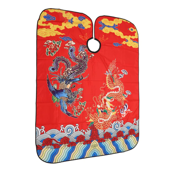 Haarkap Kapselcape Chinese Stijl Patroon Verstelbare Strakheid Waterdicht Kledingbescherming Kapperssjaal red