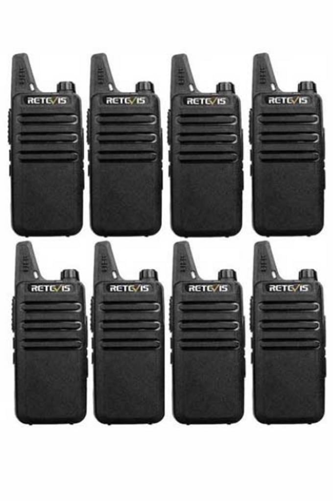 Set van 8 Retevis RT622 vergunning vrije UHF mini portofoons PMR446