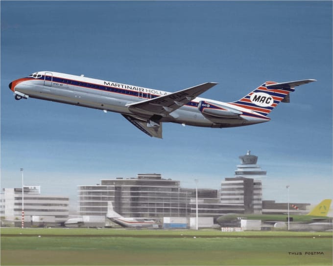 Thijs Postma - TP Aviation Art - Poster - Douglas DC-9 Martinair Taking Off - 40x50cm