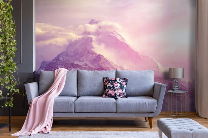 Fotobehang - Berg - Mist - Lucht - Vliesbehang - (368 x 254 cm)