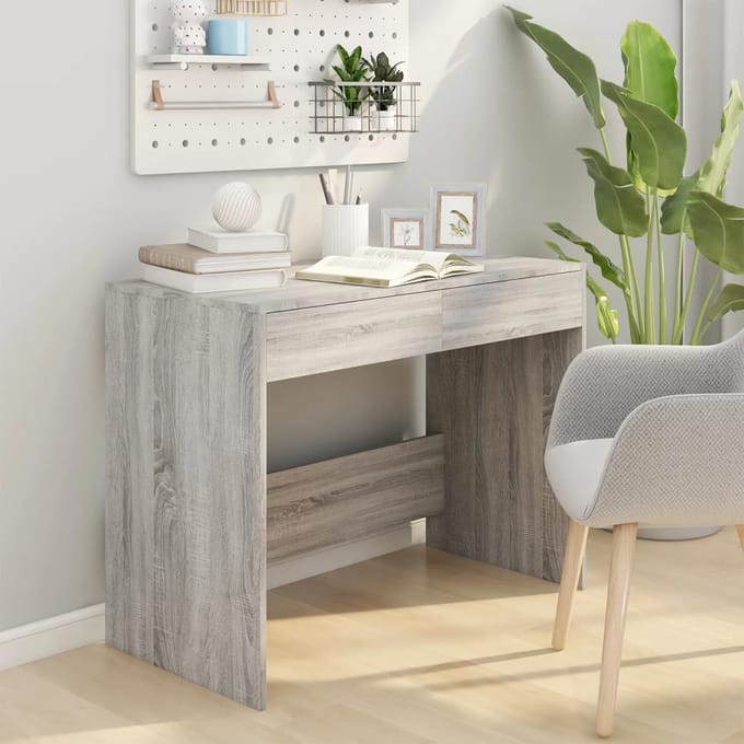 vidaXL - Bureau - 101x50x76,5 - cm - bewerkt - hout - grijs - sonoma - eikenkleurig