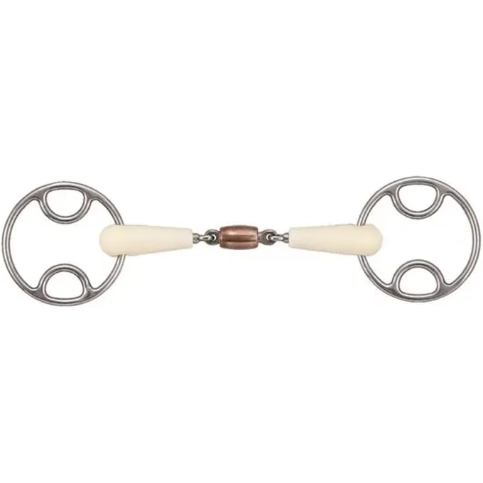 2-rings paardenbit met dubbele afdichtring + koperen roller Soyo Happy mouth