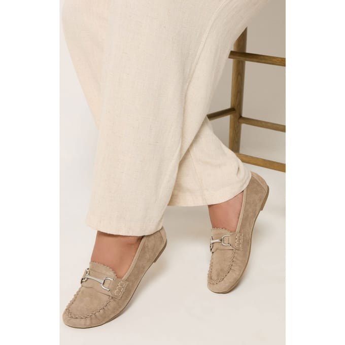 Yours Natuurbruine Loafers Van Imitatiesuède In Brede Epasvormsize 42E