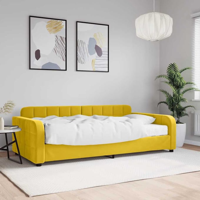 vidaXL - Slaapbank - met - matras - 100x200 - cm - fluweel - geel