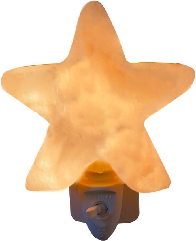 Himalayazout nachtlampje ster oranje + LED lampje + adapter