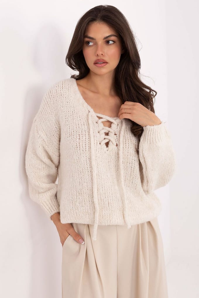 Laced Charm Knit - Beige / One Size