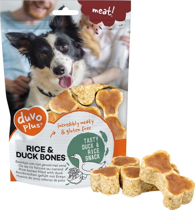 Duvoplus - Hond - meat! Rijst benen met eend 140g - ± 4st - tray