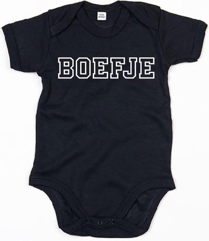 Baby Romper Boefje 0-3 maand - Zwart - Rompertjes baby met tekst