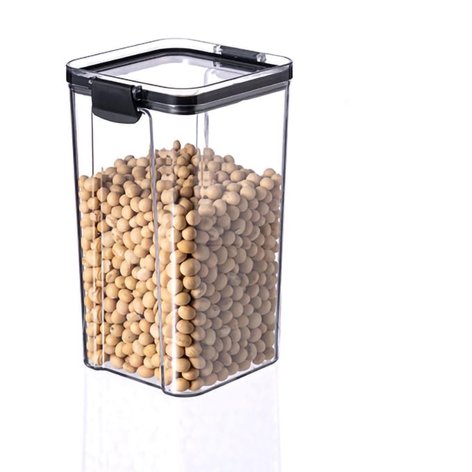 Graanbewaardoos Transparant Luchtdicht PET Siliconen Voedselbewaarcontainers voor Keuken Snacks Thee 1300ml beige