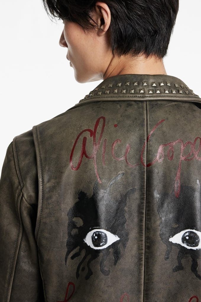 John Varvatos Alice Cooper Leather Biker Ash Taglia: 46 | Giacche di pelle Outlet | Uomo
