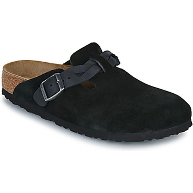 Suede leren clogs voor dames Birkenstock Boston Braided