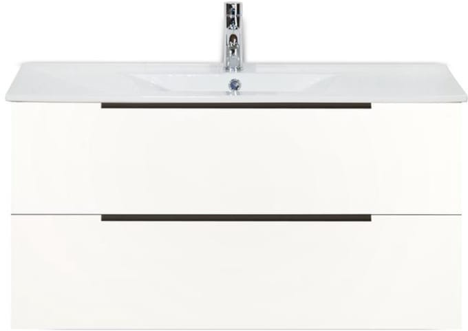 Seville Badmeubelset 100 cm - Wit Hoogglans Edge Greep - Wastafel Enjoy