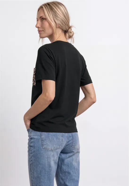 Shirt met ronde hals en borstzak