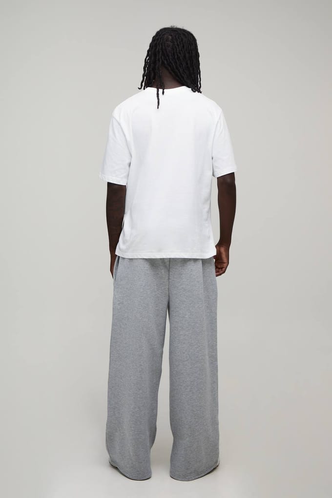 Essential Extreme Wide Leg Jogger | Grey Marl | Size Small