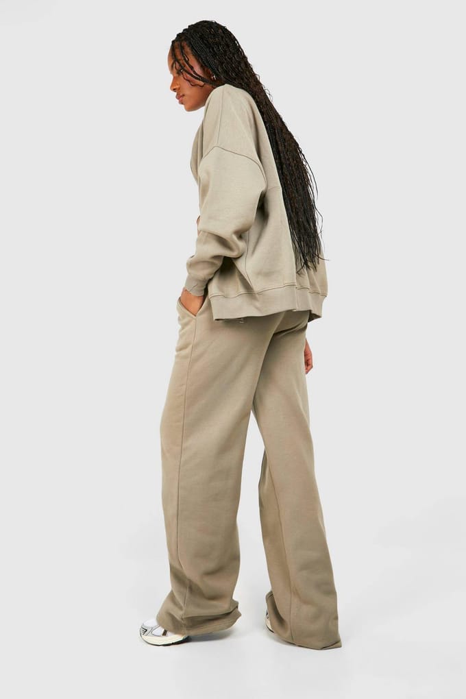boohoo Dames Tall Zip Through Bomber Straight Leg Trainingspak | Khaki | Maat: 14