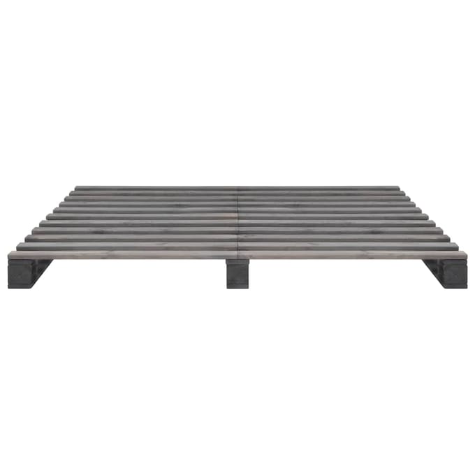 vidaXL - Bedframe - pallet - massief - grenenhout - grijs - 200x200 - cm