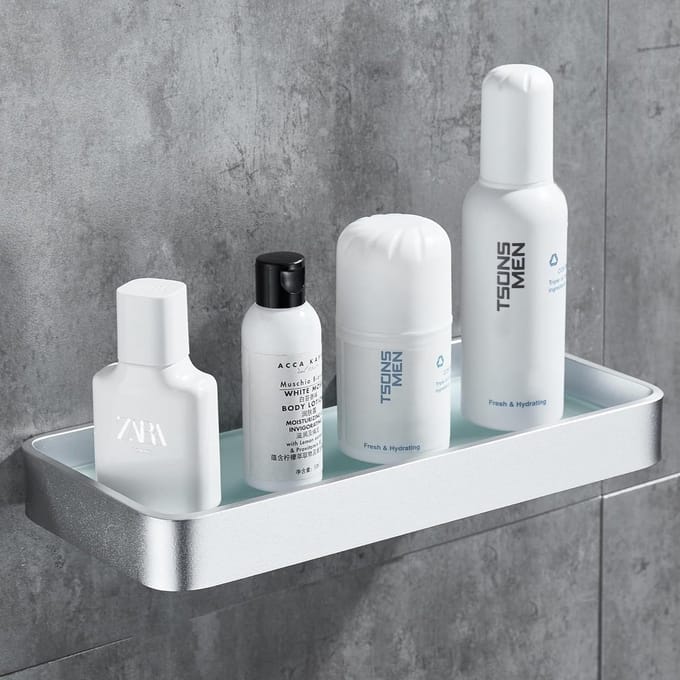 Zelfklevend Douchemandje - Roestvrij Staal - 25cm - Zilver - Douche Organizer