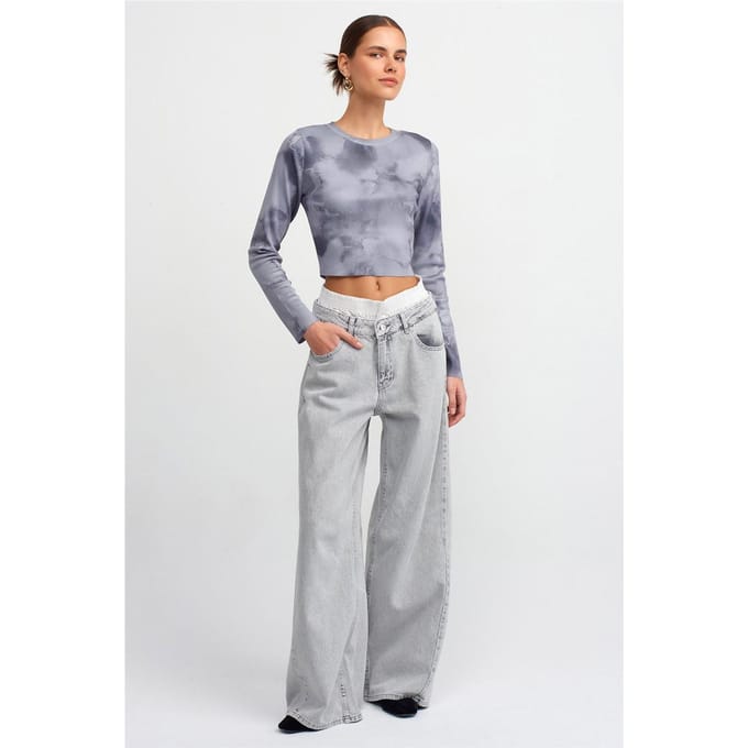 Hoog-Waisted Wijde Jeans van Katoen