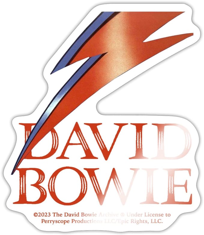 David Bowie Rode Belettering Met Flash Sticker maat S (10 x 10 cm)
