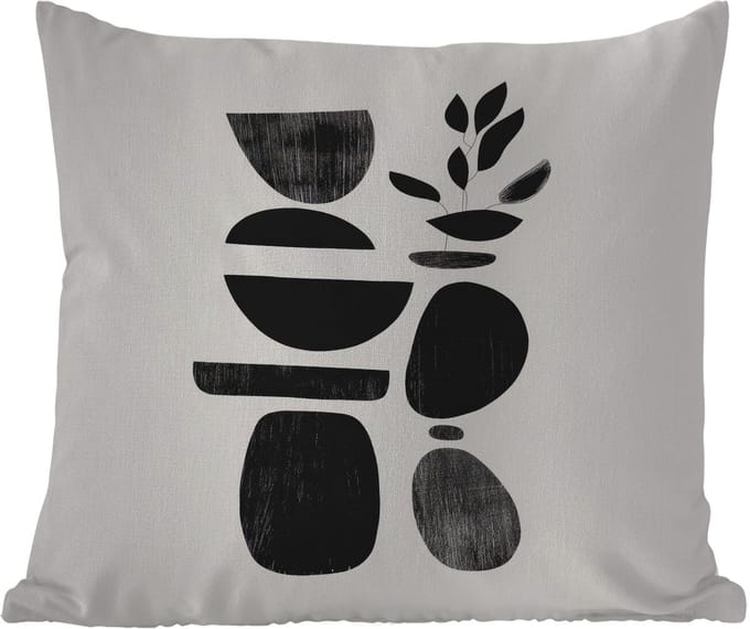 Tuinkussen - Japandi - Zwart - Abstract - 40x40 cm - Weerbestendig