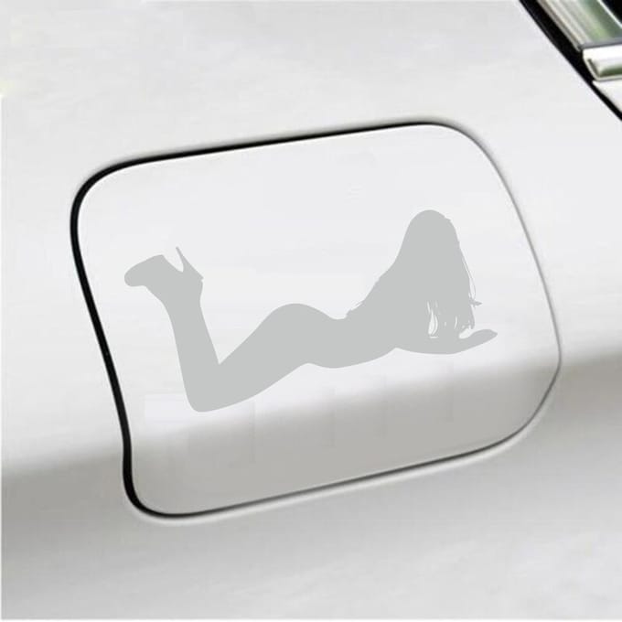 Bumpersticker - Liggende Dame - 8 X 17 - Licht Grijs