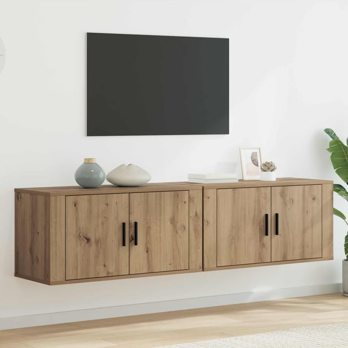 vidaXL Wandtv-kast Set 2 st Artisan Eiken Bewerkt hout