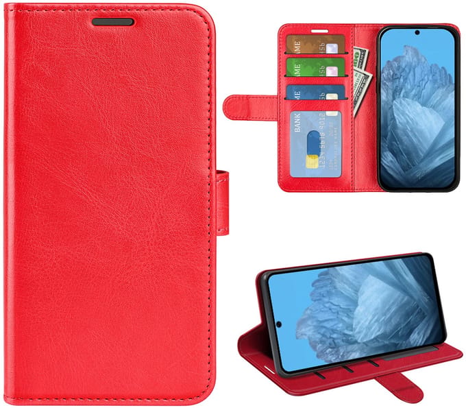 MobyDefend Hoesje - Geschikt voor Google Pixel 9 / Pixel 9 Pro - Wallet Book Case (Sluiting Achterkant) - Rood