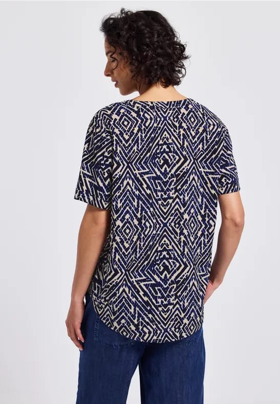 Gedessineerde blouse met gespleten hals