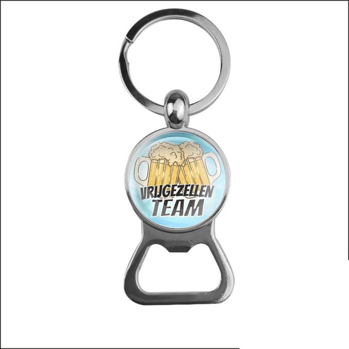 Bieropener Glas - Vrijgezellen Team - Blauw