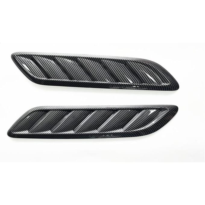 Koolstofvezel Look Auto Decoratieve Motorkap Luchtrooster Luchtinlaat Deksel 2x gray
